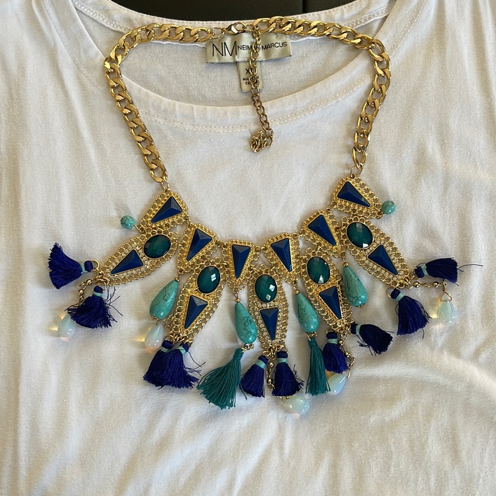 Necklace in shades of blue  statement piece NWOT